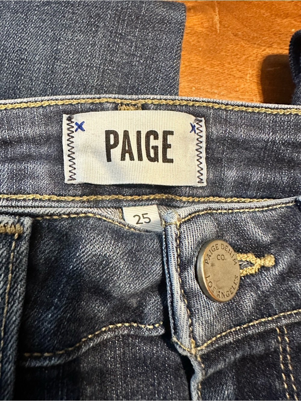 PAIGE Indigo Wash Jeans with Branded Button